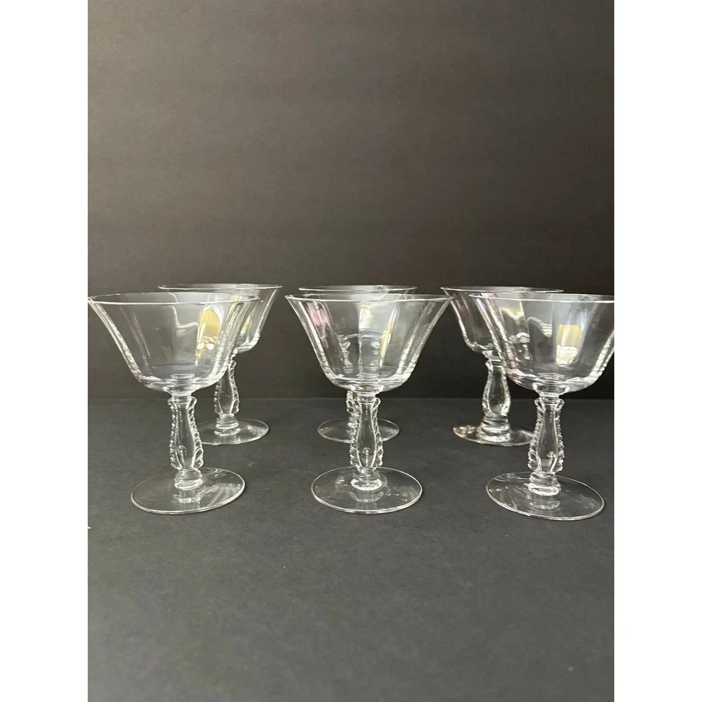 Set of 6 Vintage‎ Silver Flutes by Fostoria Low Sherbet